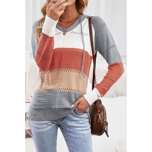 Azura Exchange  Gray Beach Bonfire Knitted Hoodie - Picture 6 of 15